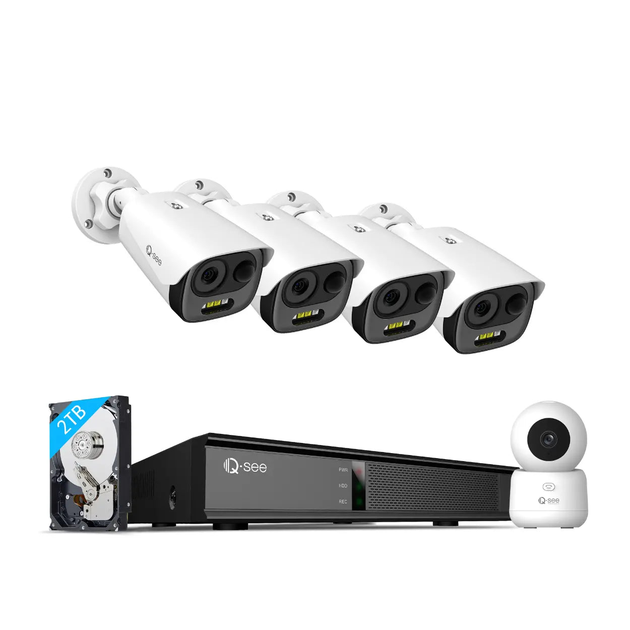 Qsee 5MP 2TB DVR Siren Security Camera System with Active Deterrence QH08045HW