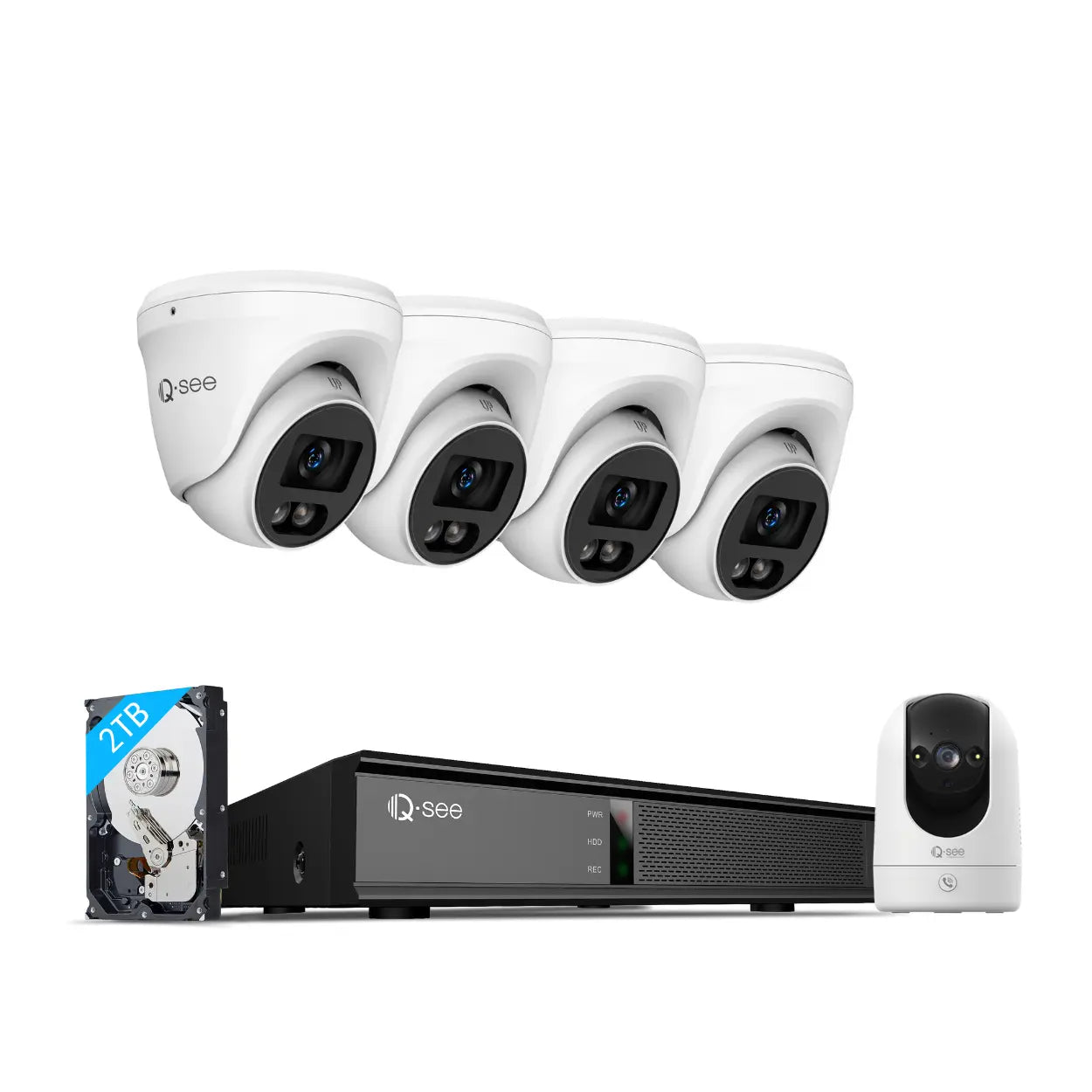 Qsee 4K 2TB PoE NVR Dome Camera Security System with Color Night Vision QP08048AC